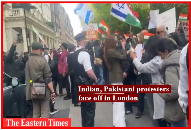london, india pakistan protesters